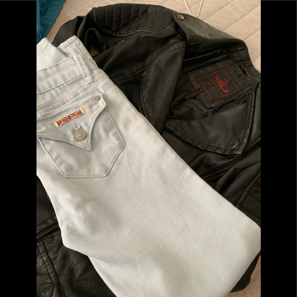(Bundles) YOKI jacket size 8/10 and HUDSON kids pants jeans size 12 Light blue